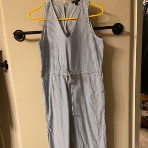 Pinstriped tank top romper.